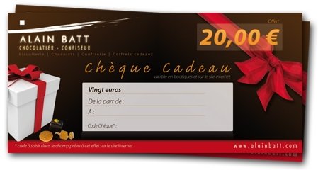 Chèque cadeau 20 euros - Chèques cadeaux - Biscuiterie - Alain Batt